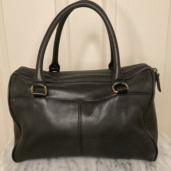 Etienne Aigner Classic Black Leather Satchel - Picture 2 of 6